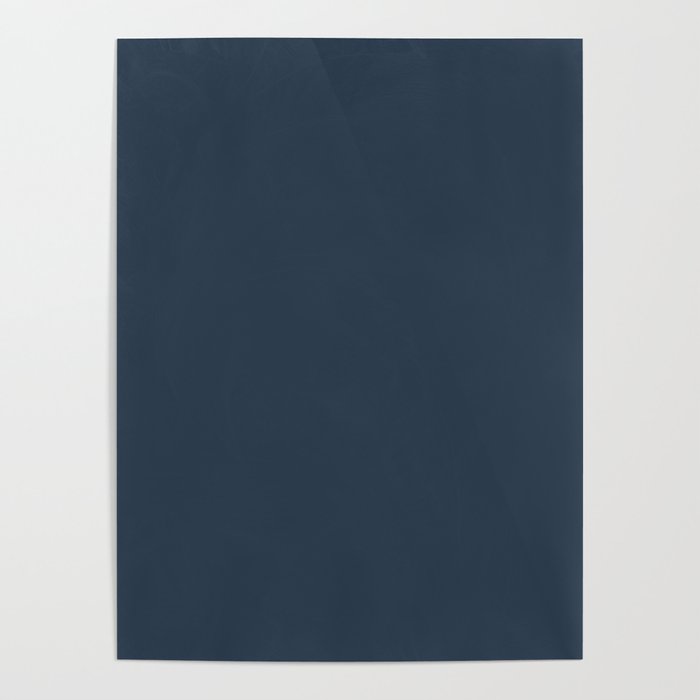 Dark Blue Gray Solid Color Pairs Pantone Moonlit Ocean 19-4122 TCX Shades of Blue Hues Poster