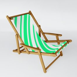 [ Thumbnail: Green & White Colored Lines Pattern Sling Chair ]