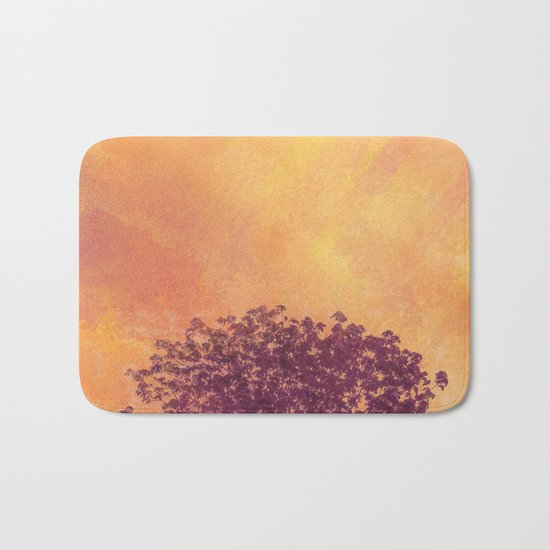 Red Violet Lone Tree and Fall Sunlight Bath Mat