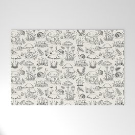 Black - Mushrooms & Snails Toile Welcome Mat