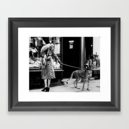 Woman Walking Pet Cheetah in London, 1939 Framed Art Print