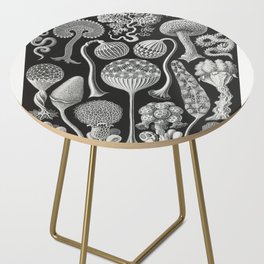 Black and White Mushroom Pattern Illustration Side Table