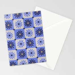 Checkered Daisies – Periwinkle Stationery Card