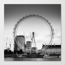 Great Britain Photography - The London Eye In Black And White Canvas Print
