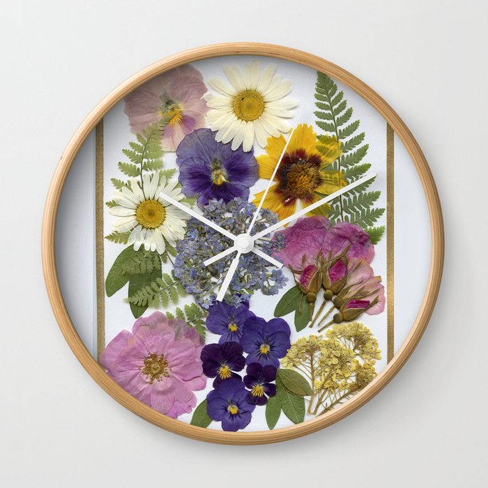 Pressed Flower Garden Wall Clock