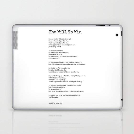The Will To Win - Berton Braley Poem - Literature - Typewriter Print Laptop & iPad Skin
