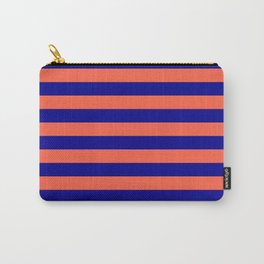 [ Thumbnail: Red and Dark Blue Colored Lines/Stripes Pattern Carry-All Pouch ]