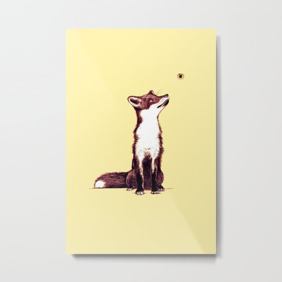 Brown Fox Looks at Thing Metal Print