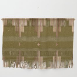 Southwestern Minimalist Retro Green & Pink Wall Hanging