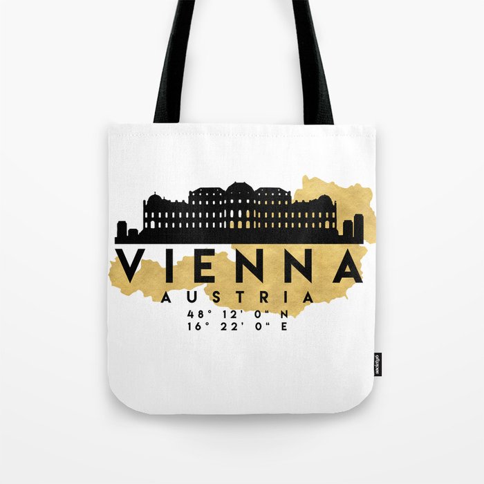 VIENNA AUSTRIA SILHOUETTE SKYLINE MAP ART Tote Bag
