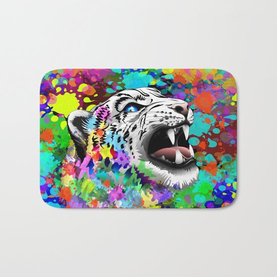 Leopard Psychedelic Paint Splats Bath Mat
