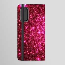 Hot Pink Glitter Galaxy Stars Android Wallet Case