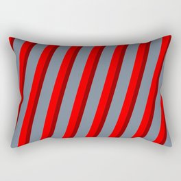 [ Thumbnail: Red, Dark Red & Slate Gray Colored Lines/Stripes Pattern Rectangular Pillow ]