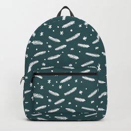 Christmas branches and stars - teal Backpack