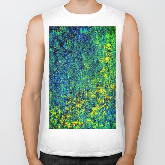 Abstract Flowers yellow and green Biker Tank