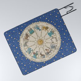 Vintage Astrology Zodiac Wheel Picnic Blanket