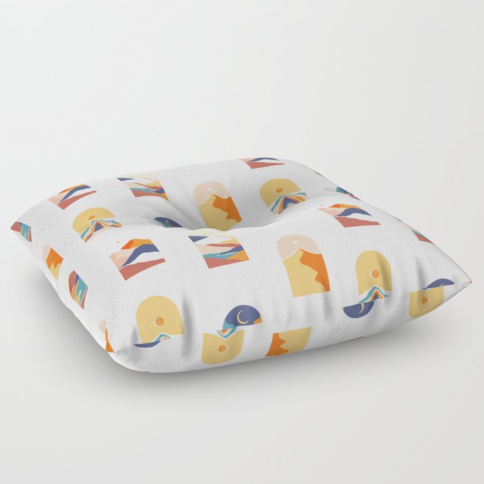 Trendy abstract mountain landscape view seamless pattern Floor Pillow