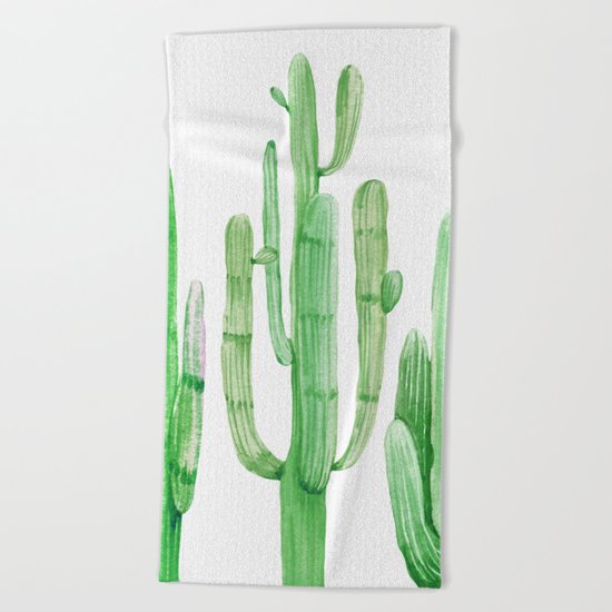 Three Amigos Cacti Green Beach Towel