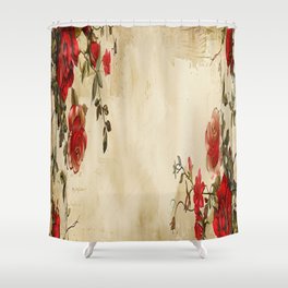 Vintage Dark Red Rose  Shower Curtain