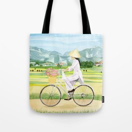 Cycling in Vietnam Tote Bag