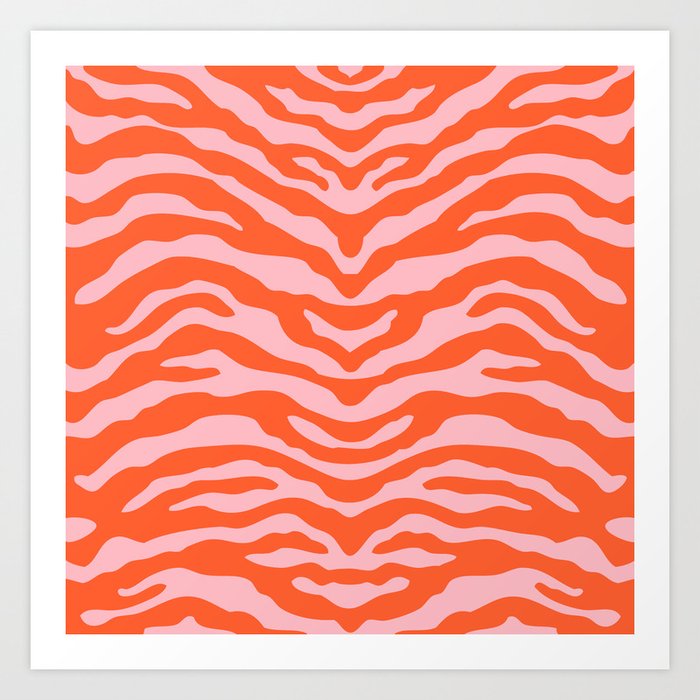 Zebra Wild Animal Print Orange and Pink Art Print