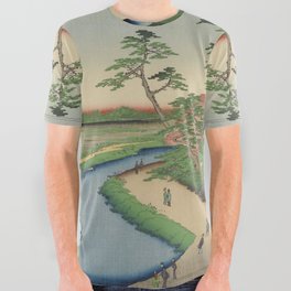 Spring Trees on Aqueduct Ukiyo-e Japanese Art All Over Graphic Tee
