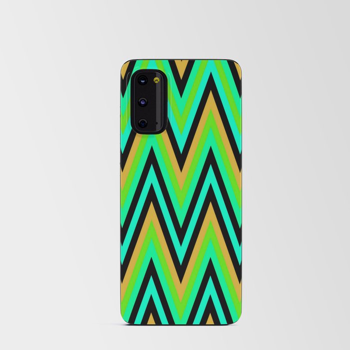 Chevron Design In Pale Orange Blue Green Zigzags Android Card Case