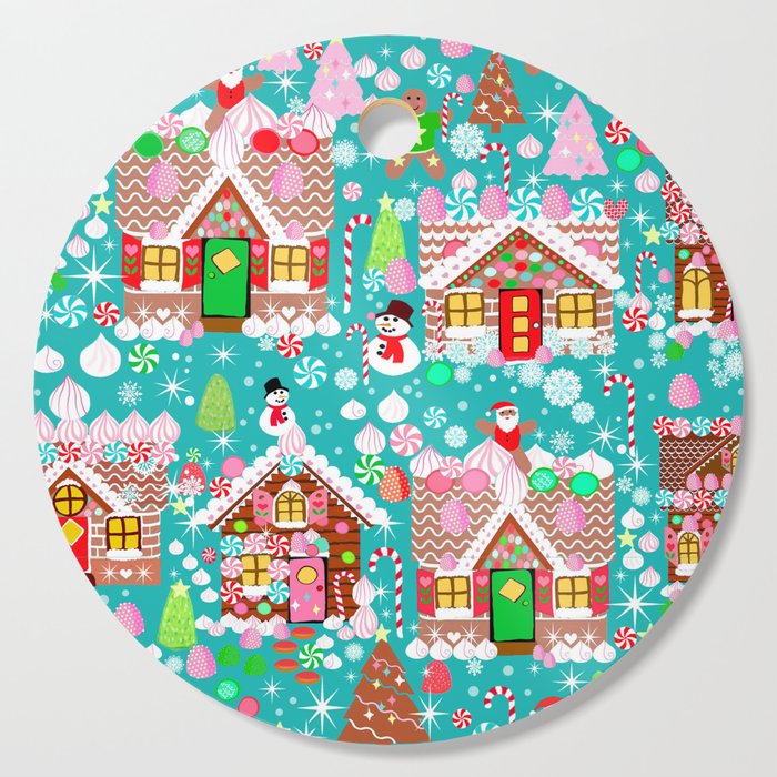 Christmas Gingerbread House Candy Village Cutting Board