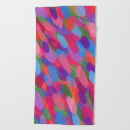 Rainbow Droplets Abstract Art Beach Towel