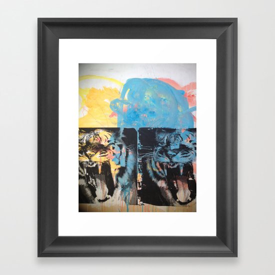 YAWNING TIGER Framed Art Print