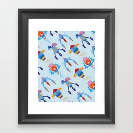 Retro space ship UFO  - Atomic Age, Space Age style. Framed Art Print