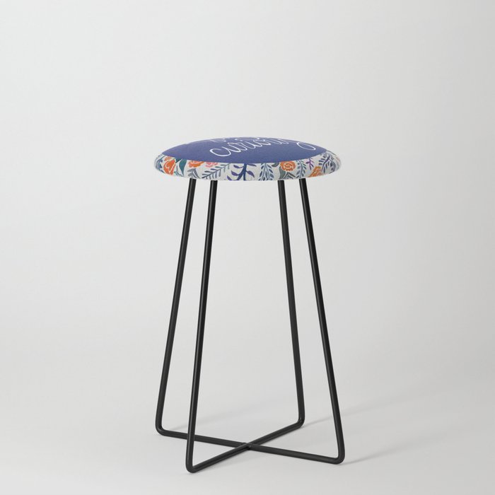 Stay Curious – Navy & Coral Counter Stool