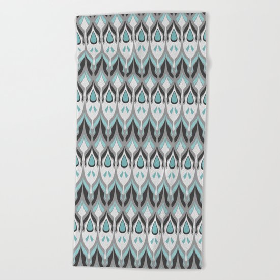 Abstract grey blue zigzag . Beach Towel
