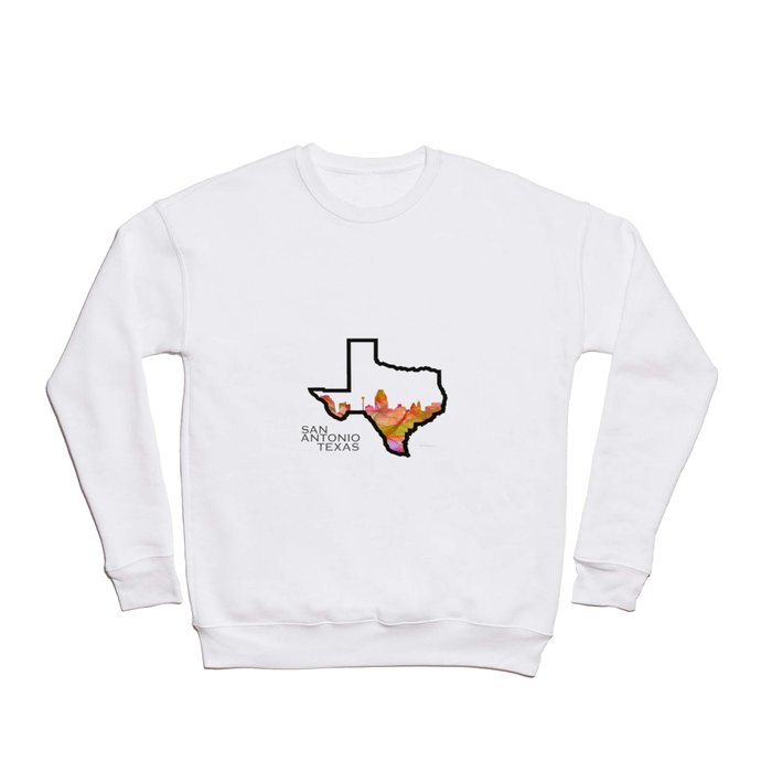 Texas State Map with San Antonio Skyline Crewneck Sweatshirt
