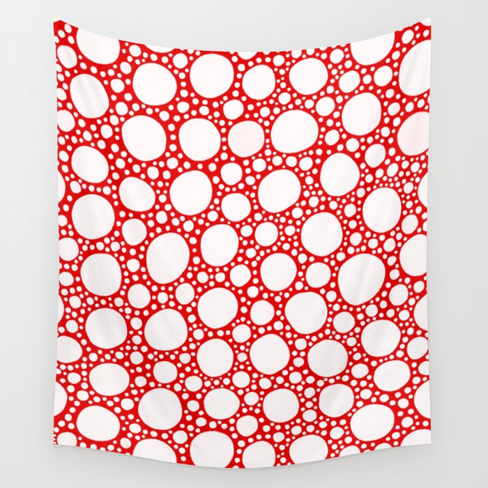 Amanita Muscaria Mushroom Pattern Red White Polka Dots Wall Tapestry