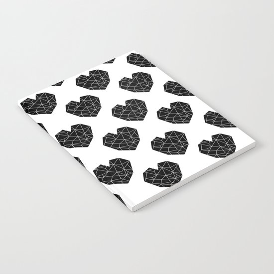 Hearts black and white geometric minimal basic simple design pattern valentines day Notebook