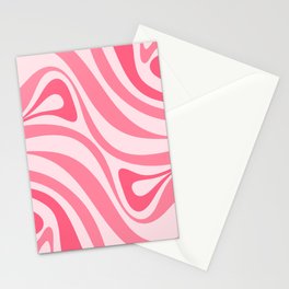 New Groove Retro Swirl Abstract Pattern in Candy Pink Stationery Card