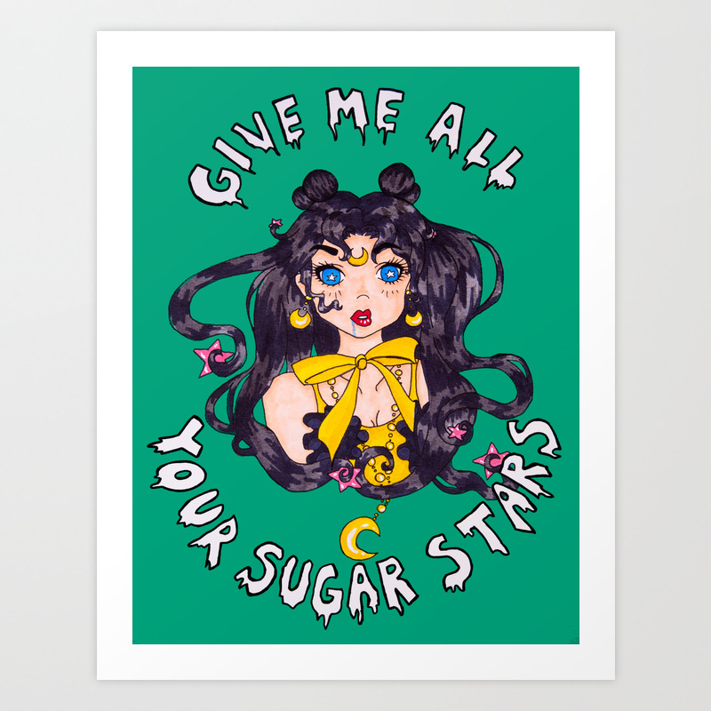 Sugar Star Craze Human Luna Sailor Moon Art Print By Lilith Scream Society6