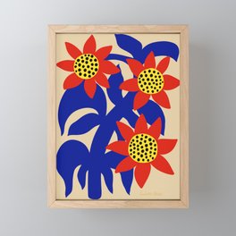 Red and Blue Flowers Framed Mini Art Print