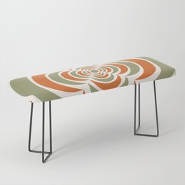 Floral Abstract Shapes 5 in Sage Green Orange Bench