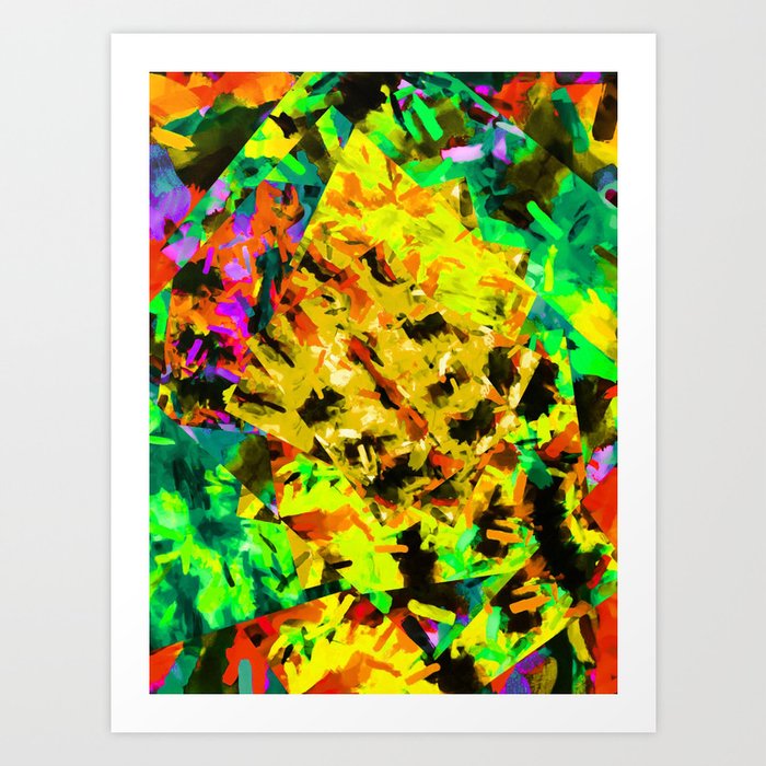 Yellow Green Brown Red Orange Abstract Painting Background Art