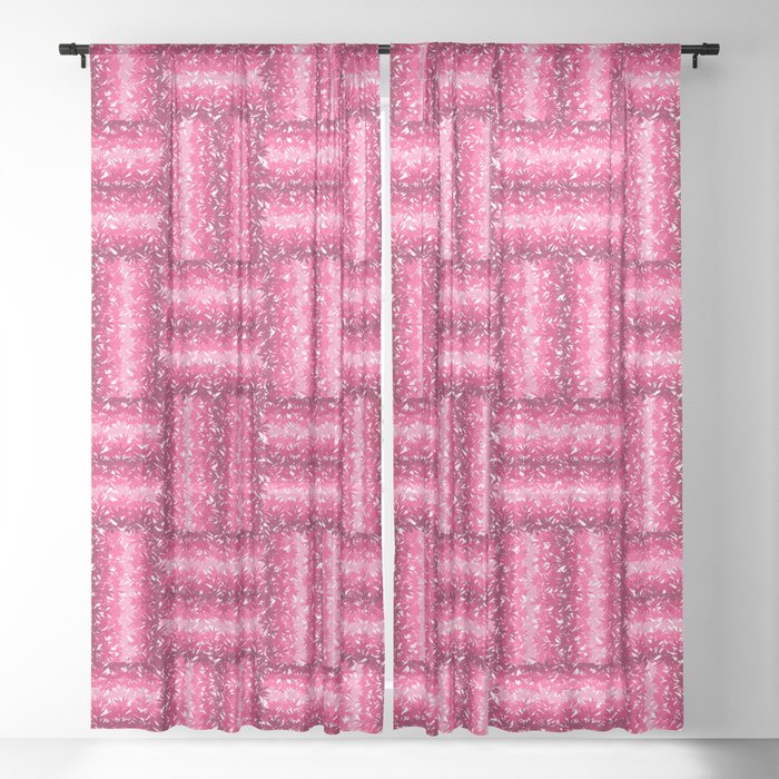 Cute pink glittery criss cross pattern Sheer Curtain