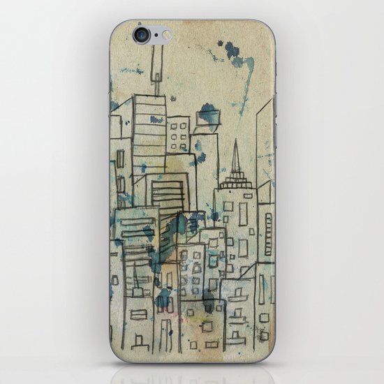 Sketch of buildings in a city that doesn't exist iPhone & iPod Skin