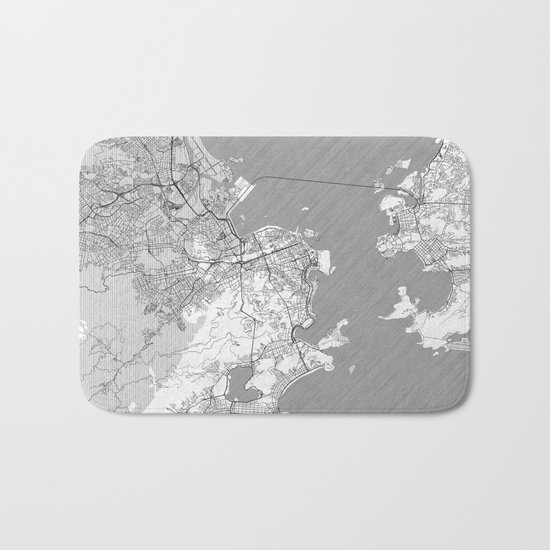 Rio de Janerio Map Line Bath Mat