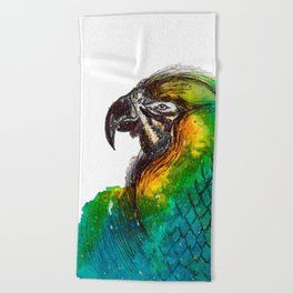Watercolour parrot Beach Towel