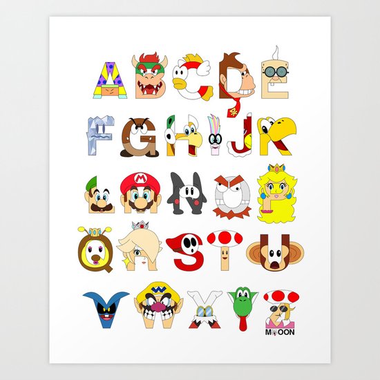 Super Mario Alphabet Art Print