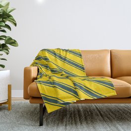 [ Thumbnail: Yellow & Dark Slate Gray Colored Lines Pattern Throw Blanket ]