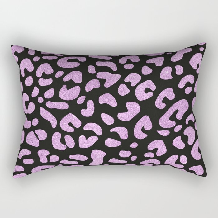 Purple Glitter Leopard Pattern Rectangular Pillow