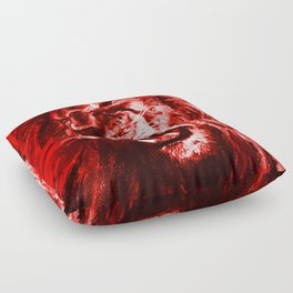 Panthera Leo Carboneum - Red Floor Pillow