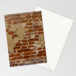Worn out brick wall background with old plaster stains Stationery Card